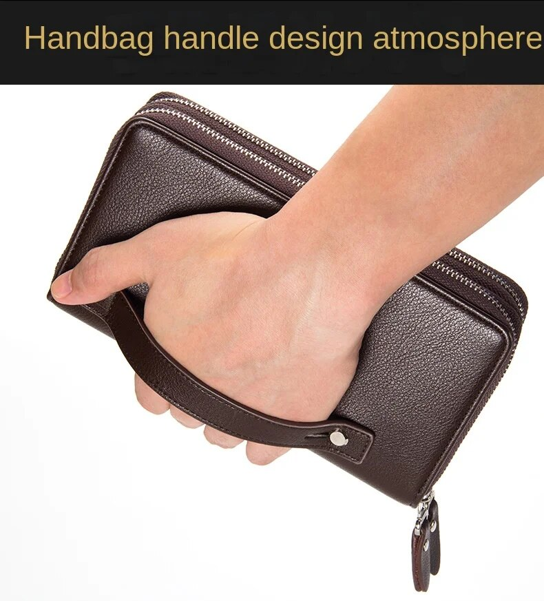 Wallet Large Capacity Men's High-end Clutch Double Zipper Multi-Card Mobile Phone Bag_voghion.com