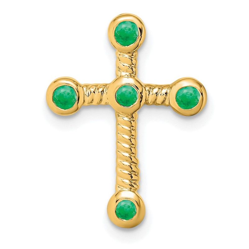 14k Emerald Cross Chain Slide_voghion.com