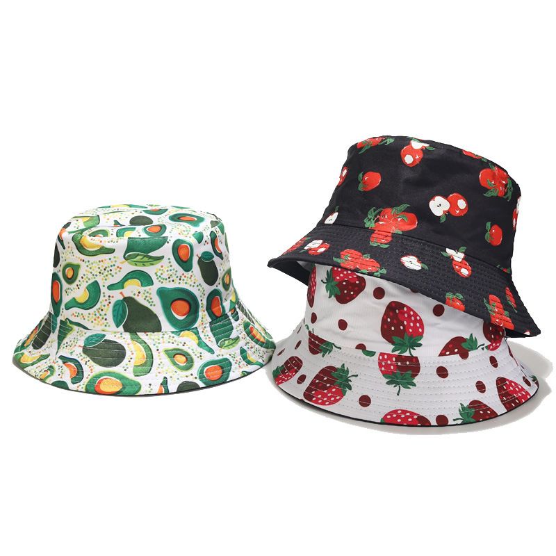 Cappello da sole con ombrellone da esterno con stampa di frutta e pescatore_voghion.com