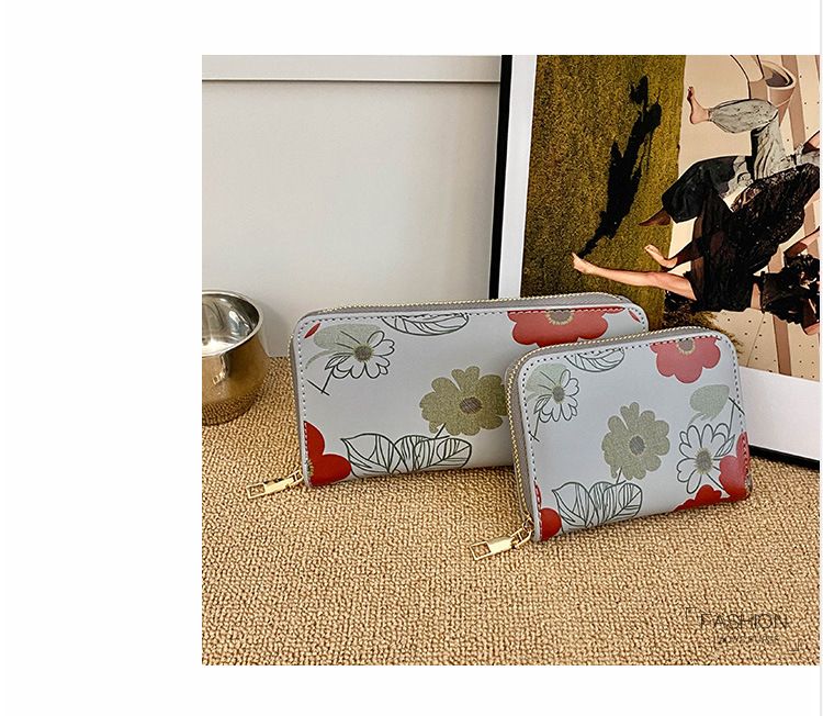 Torebki damskie Portfel Damska modna torebka wieczorowa z nadrukiem kwiatowym Wersja damska Portfel PU o dużej pojemności, etui na karty, portmonetka na monety_voghion.com
