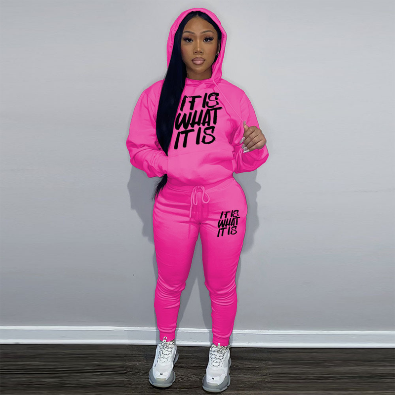 Dameshoodie, tweedelige hoodie, casual trainingspak met print_voghion.com