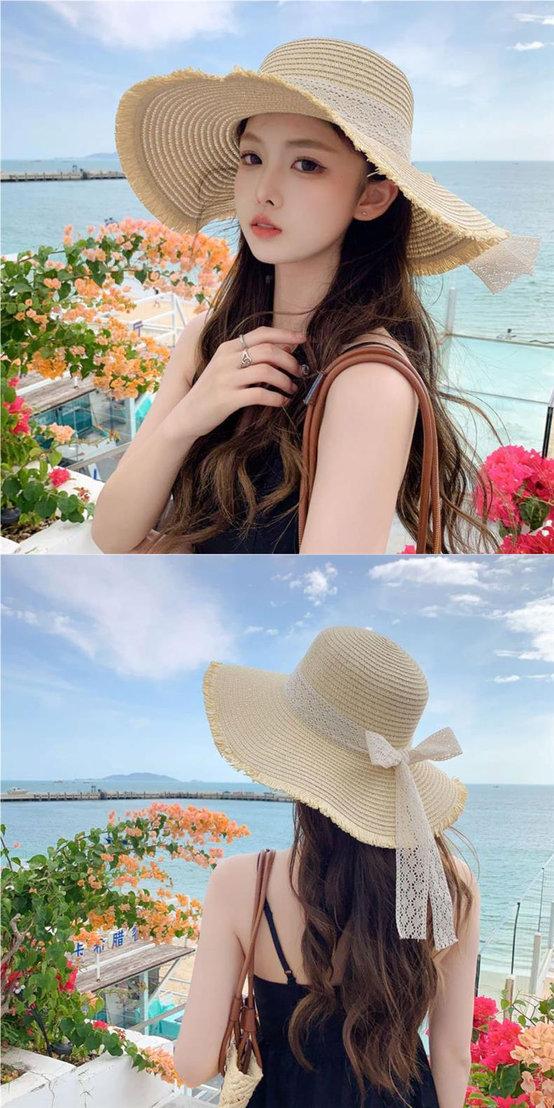 Neuer vielseitiger Sommerhut im westlichen Stil mit neuer Schleife und großem Eaf-Strohhut für Damen, Sonnenschutz und modischer Strandhut_voghion.com
