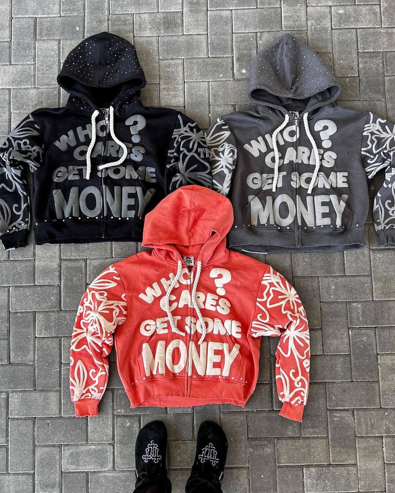 Felpa con cappuccio streetwear retrò Y2K con stampa in schiuma e dettagli in strass - Felpa oversize per uomo e donna, estetica Instagram alla moda_voghion.com