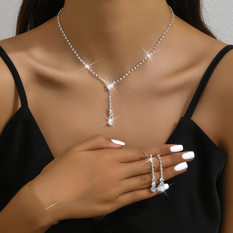 Factory Direct Fashion Wedding Wedding Photography Accessories Earrings Necklace Bracelet Set Combination Multiple Choices_voghion.com