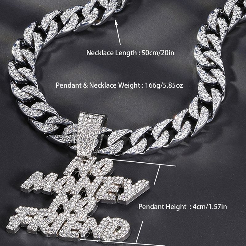 Fashion Brand Full Diamond Necklace Jewelry Versatile For Men And Women Hip Hop English Letter Single Pendant_voghion.com