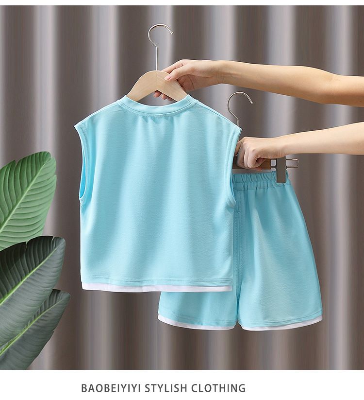 Kids’ Clothing New Summer Thin Clothes Children's Summer Vest Shorts Two Piece Summer_voghion.com