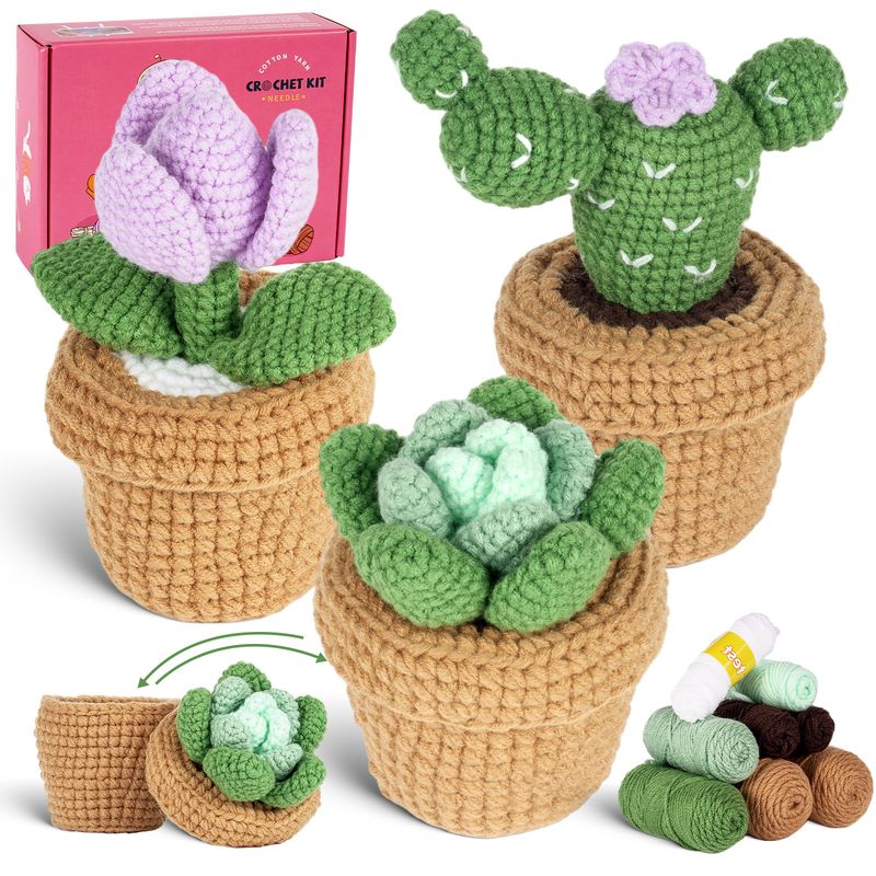 Crochet Material Package Knitting Handmade DIY Homemade Wool Plant Storage Box Ornaments_voghion.com
