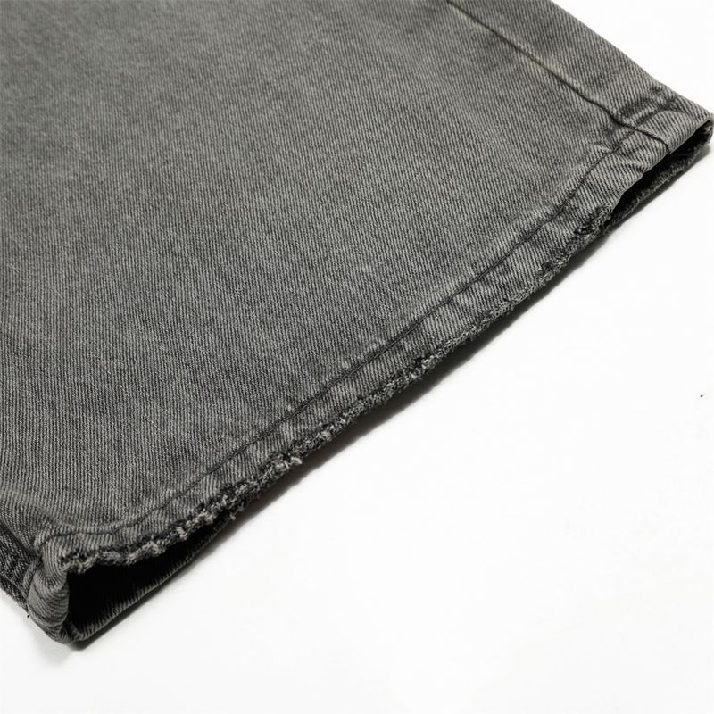 Heavy-duty Washed Gradient Denim Straight-leg Men's Long Pants Street Fashion Punk Frayed Distressed White-washed Loose_voghion.com