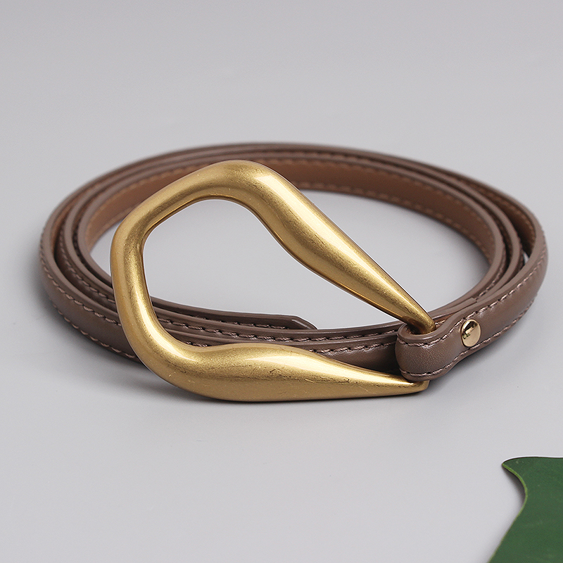 Ceinture fine en cuir véritable pour femmes, nouvelle boucle en fer à cheval, costume décoratif coréen polyvalent, manteau, robe pull, à la mode et simple, nouvelle collection_voghion.com
