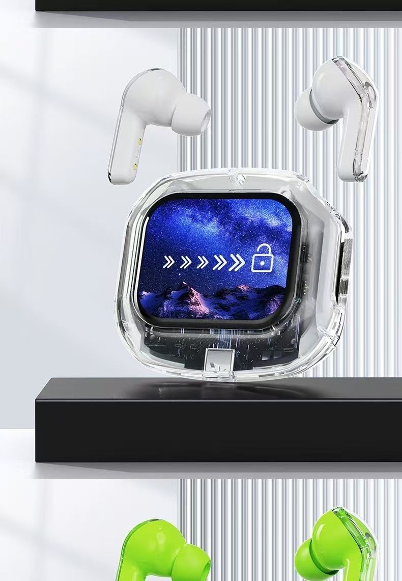 Kopfhörer fir unzeschléissen Kopfhörer fir unzeschléissen Écran Bluetooth Headset Air Max Voll transparent Digital Display Multifunktioun Batterielaufzäit Computer Headset_voghion.com