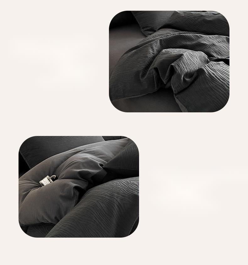 Biancheria da letto semplice ed elegante, quattro pezzi, copripiumino in puro cotone lavato jacquard, lenzuolo singolo, tre pezzi per dormitorio._voghion.com