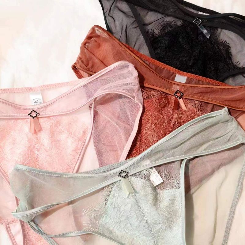 İç Çamaşırı Seksi Çapraz Hollow Mesh Şeffaf Dantel Elmas Pamuklu Kasık Külot_voghion.com