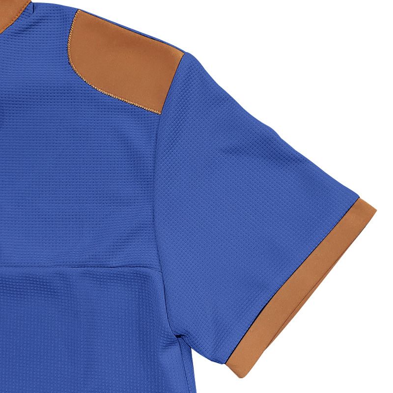 Cross-border Independent Station American Summer Casual Men's Tether Loose Henry Western Denim Waffle Short Sleeve Suit_voghion.com