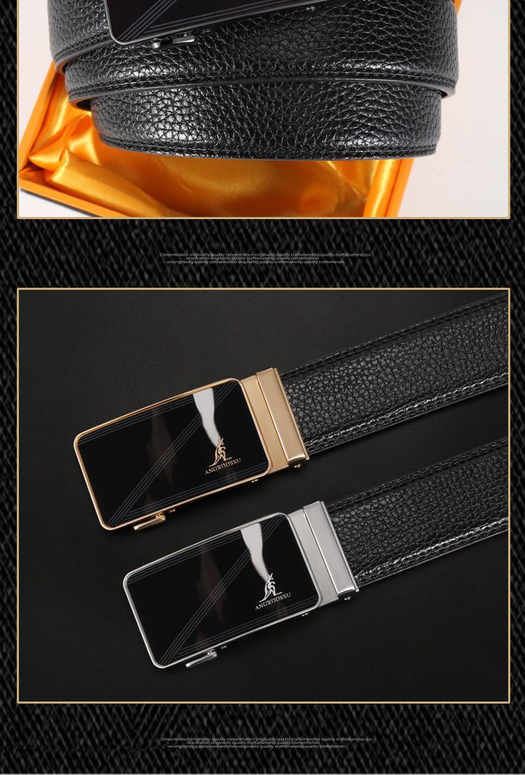 Herrengürtel Herren Ledergürtel Business Casual Hosengürtel mittleren Alters und junger Männer Film Paillettenspiegel Automatische Schnalle Gürtel Zweilagiges Rindsleder_voghion.com
