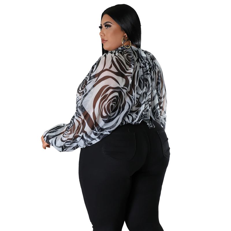 Damen-Oberteil in Übergröße, Übergröße, Damenbekleidung, Rundhalsausschnitt, offener Rücken, Chiffon-Schnüroberteil für Damen_voghion.com
