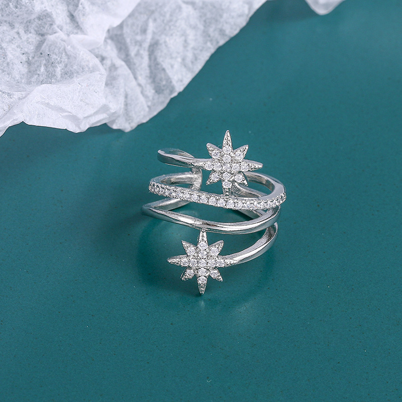 Sello VENUS Sier Color Starlight anillo para mujer chica joyería de doble capa regalo de cumpleaños Dropshipping quien_voghion.com