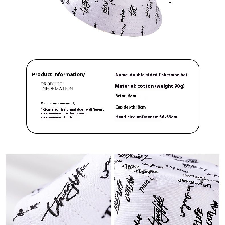 Fischerhut Damen Outdoor Bedruckter Baumwollstoff Doppelseitig Faltbarer Sonnenschutzhut Herren Angeln Sonnenschutz Bucket Hat_voghion.com