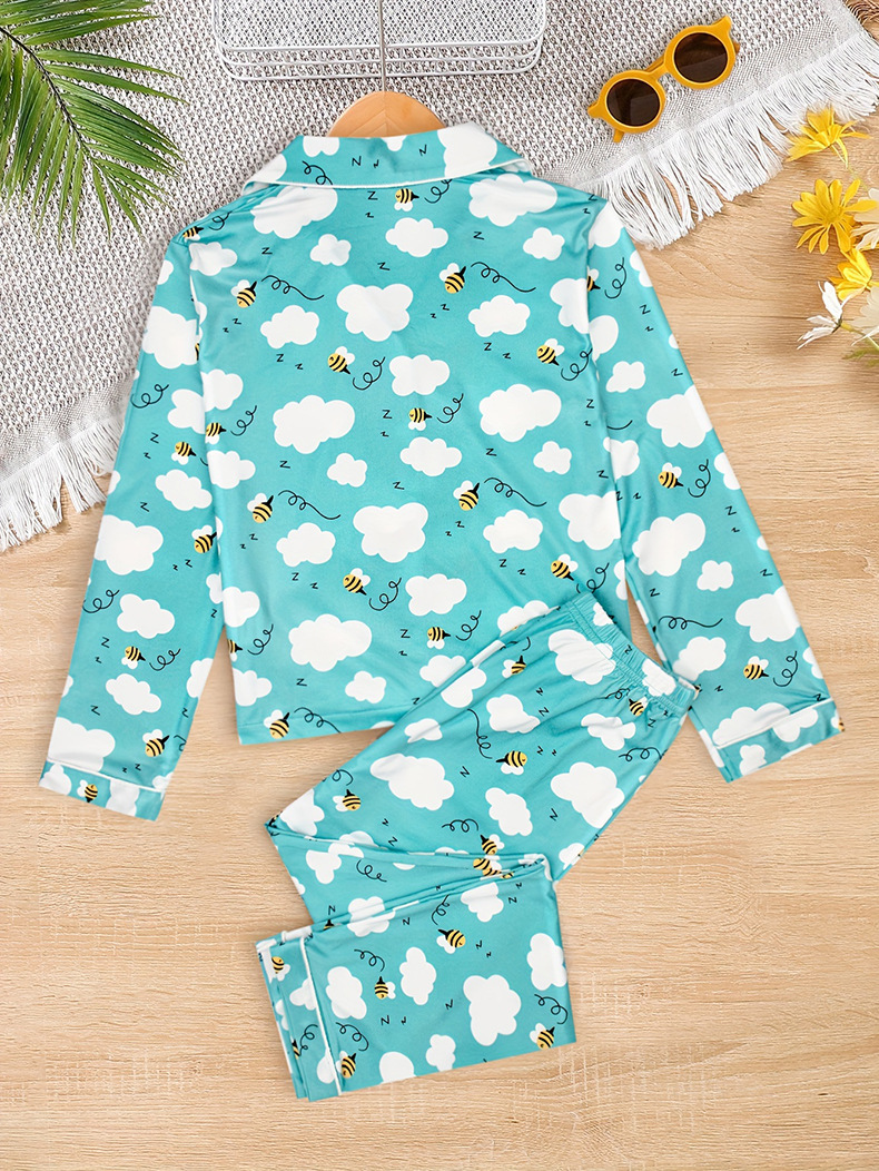 Conjunto de pijamas de manga larga para niños de invierno con estampado de pantalla de seda y leche para el hogar del bebé_voghion.com