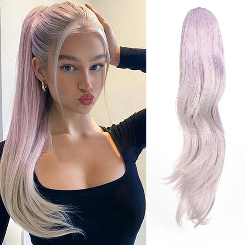 Tail twist micro-roll drawstring wig ponytail elastic internal hair extension chemical fiber ponytail natural drawstring ponytail_voghion.com