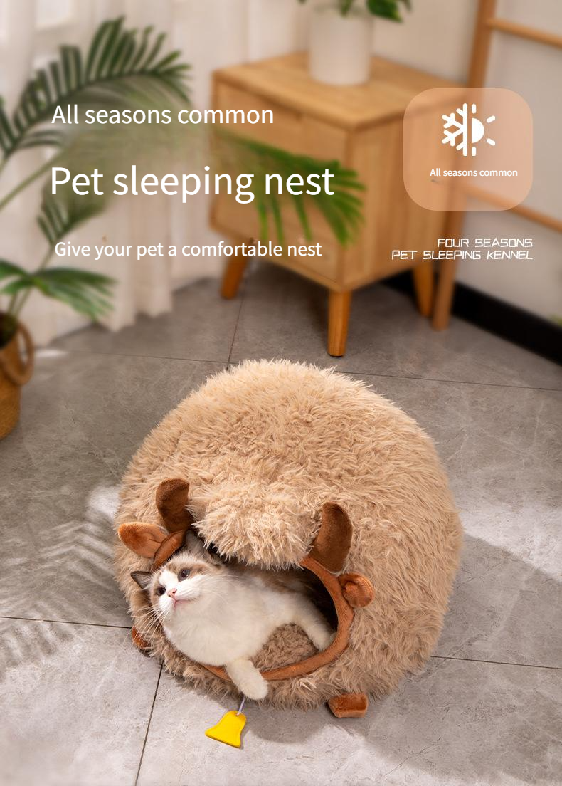Nido per gatti Nuovo nido Yak Nido per gatti chiuso per autunno e inverno Nido per gattini Cuccia per gattini Cuccia calda invernale Nido per animali domestici_voghion.com
