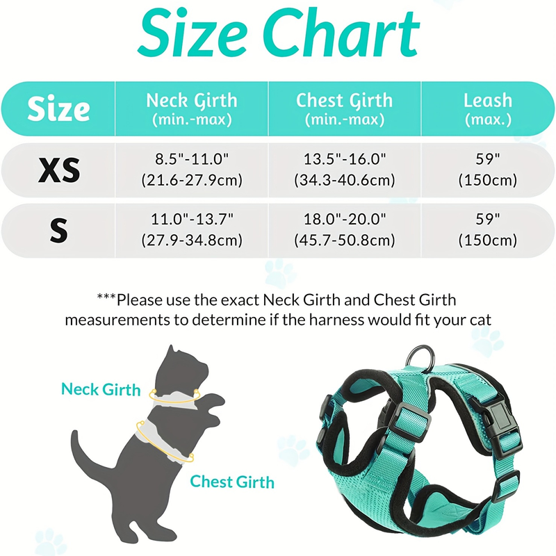 Escape-Proof Soft Adjustable Cat Harness Leash: Perfect For Walking & Exploring_voghion.com