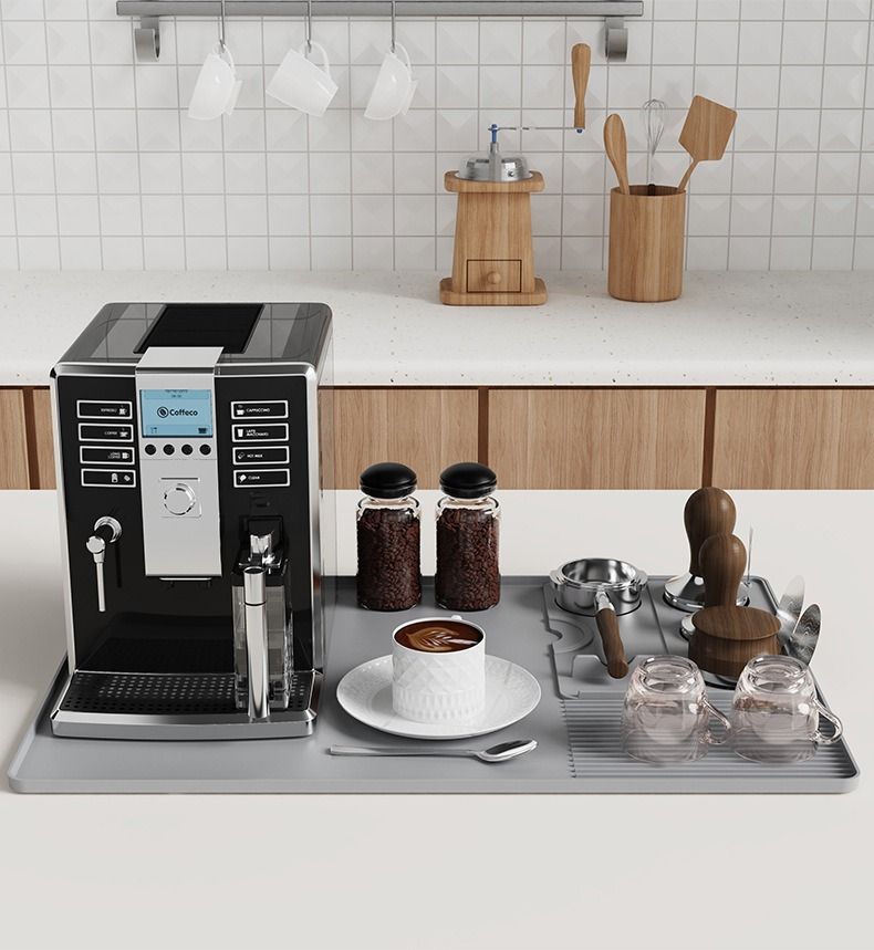 Abtropfmatte für Kaffeemaschinen – rutschfeste, hitzebeständige Silikonunterlage für Espressomaschinen, Kaffeebar, Arbeitsplattenschutz, wasserdichte Küchenmatte_voghion.com