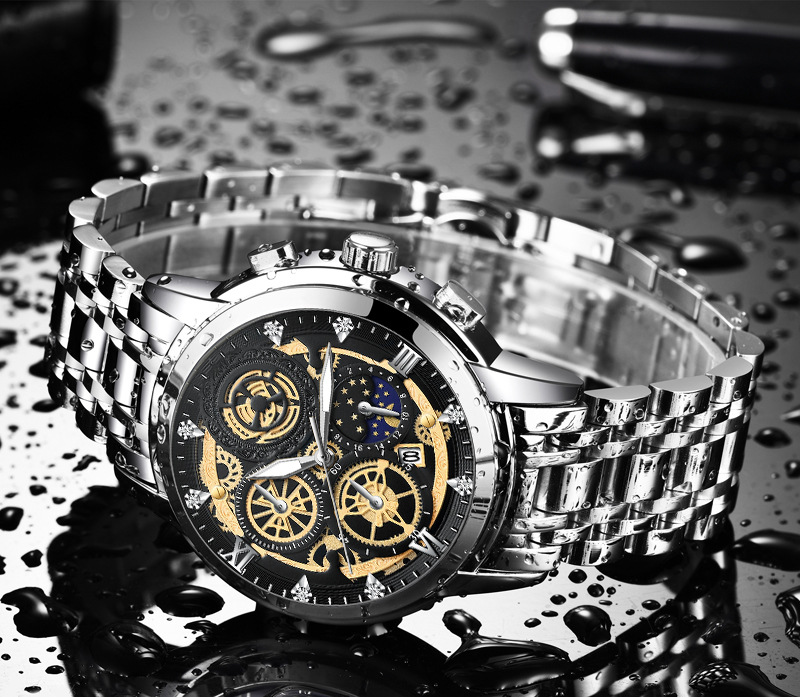 Men's Watch Sun Moon And Stars Hollow Calendar Men's Watch Tourbillon Luminous Quartz Waterproof Watch_voghion.com