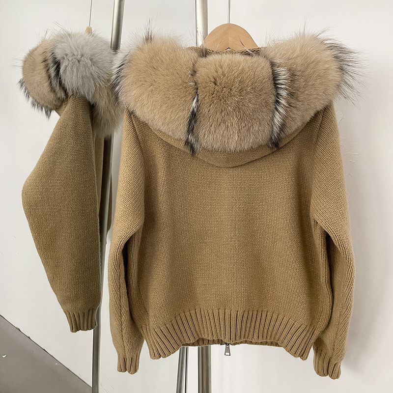 Übergroße Strickjacke mit Kapuze für Damen – weiche Angora-Mischung, Reißverschluss vorne, lässiger koreanischer Stil, unverzichtbar für den Lagenlook im Frühling (mehrere Farben erhältlich)_voghion.com