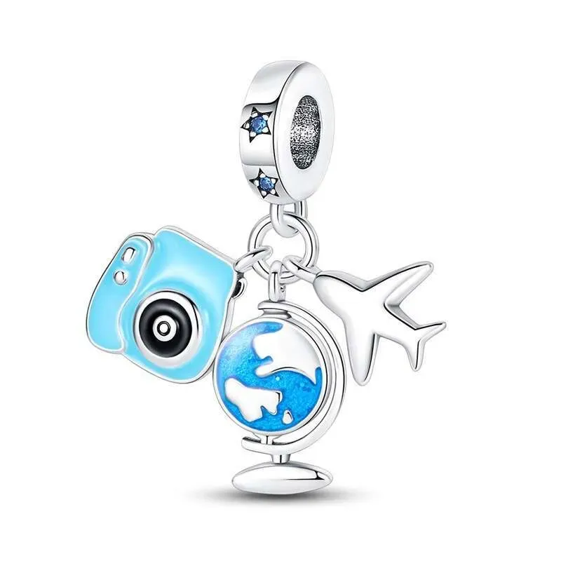 Hot Selling 925 Sterling Silver Travel Style Blue Car Charms Beads Pendant FIT Bracelet Necklace Diy For Women Jewelry_voghion.com