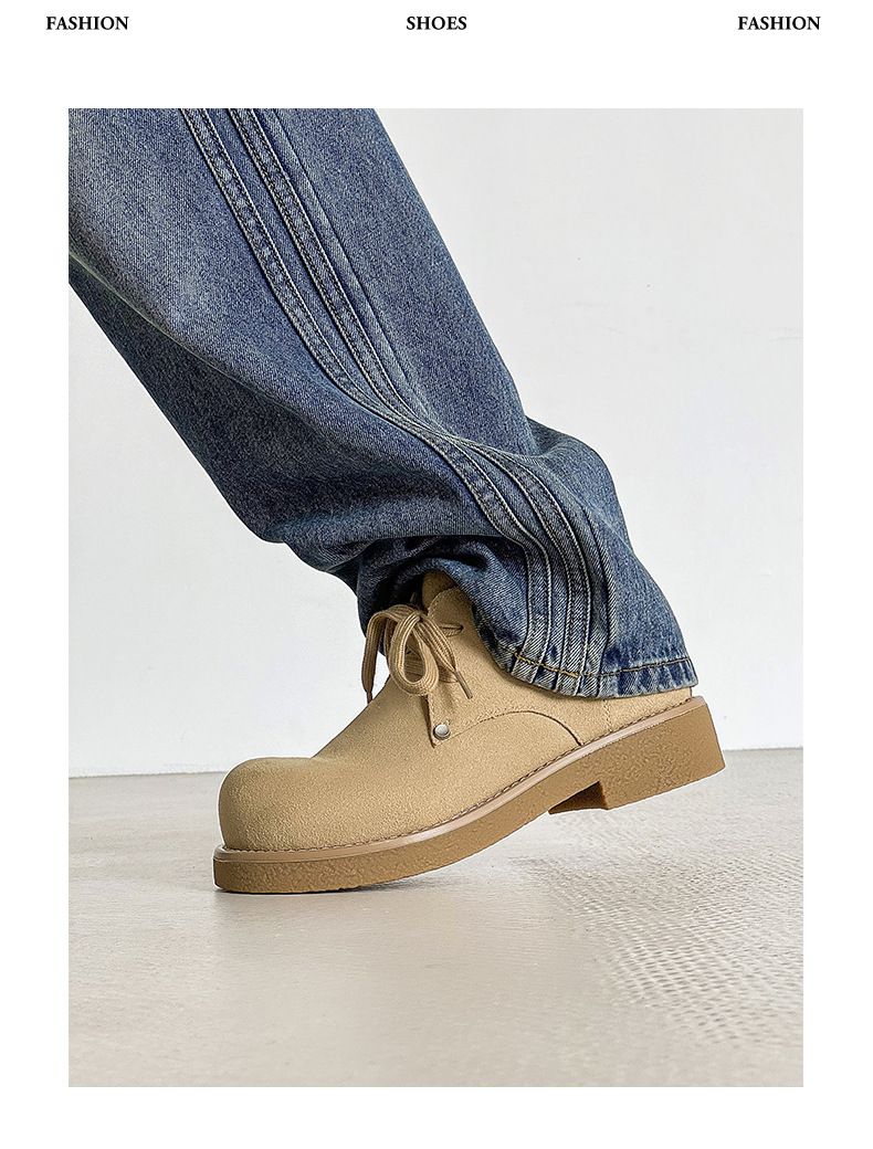 Bottes Martin japonaises rétro en velours de vache pour hommes, chaussures derby à grosse tête, bottes d'outillage courtes_voghion.com