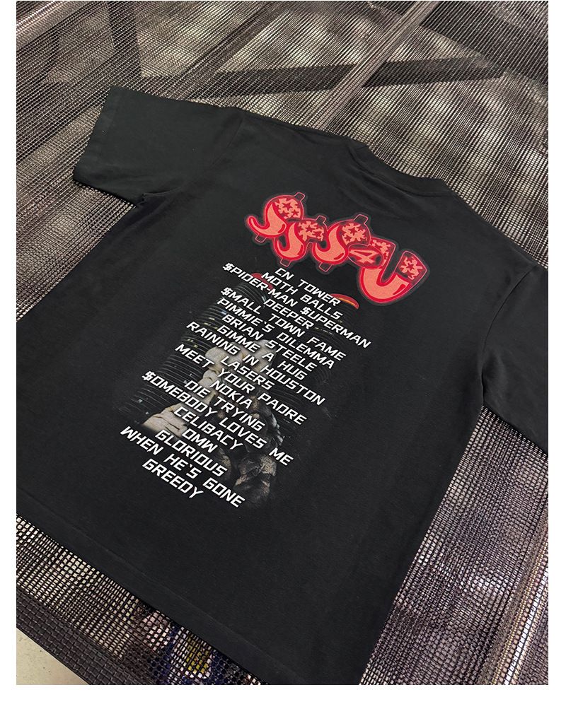 Vêtements pour hommes Hip Hop américain Drake DRAKE Print SSS4U T-shirt à manches courtes délavé à manches longues Sweat-shirt à capuche ample pour hommes_voghion.com