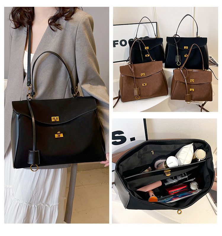 Business Diligence naiste nahast käekott Neutraalses stiilis õlakott suur Crossbody kott_voghion.com