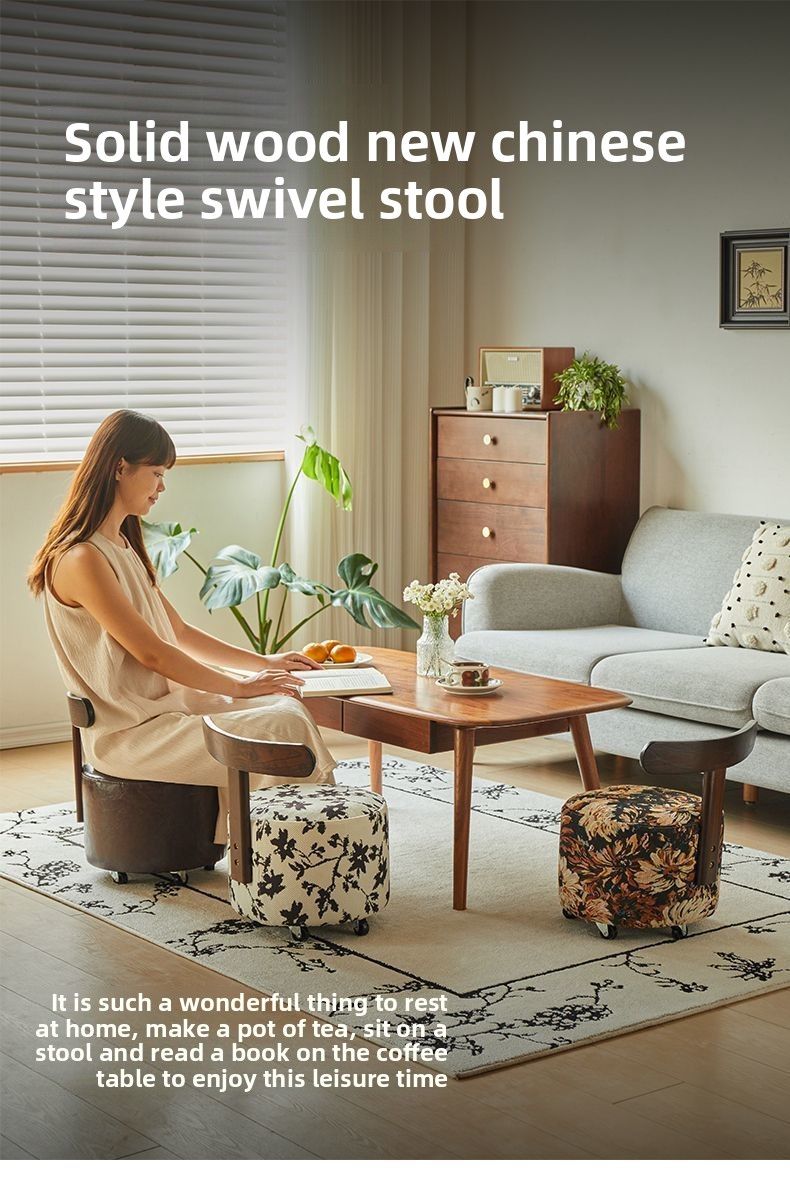 Shoe Changing Style Sofa Solid Wood Small Apartment Bench Movable Low With Backrest Chair Yoyo Stool_voghion.com
