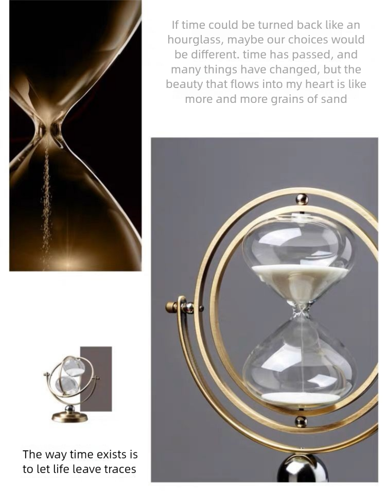 Luxuriöse, hochwertige 3D-Sanduhr aus Metall als Tischdekoration für Wohnzimmer, Weinschrank, Büro oder Zuhause_voghion.com