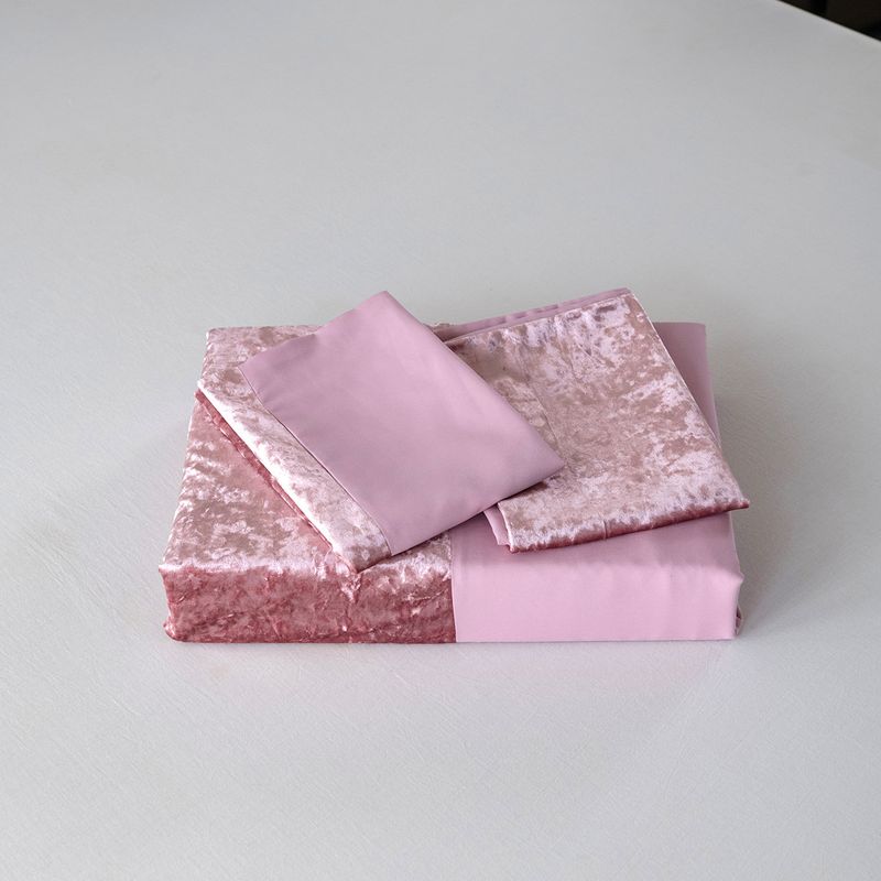 Hometextiel beddengoed driedelige fluwelen patchwork effen kleur dekbedovertrekset_voghion.com