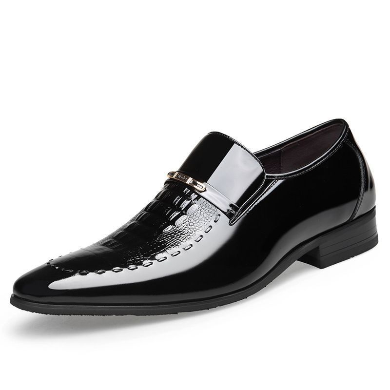 Scarpe da uomo in pelle con punta a punta, vestibilità slim, versatili, extra large, con motivo coccodrillo, di qualità imbattibile._voghion.com
