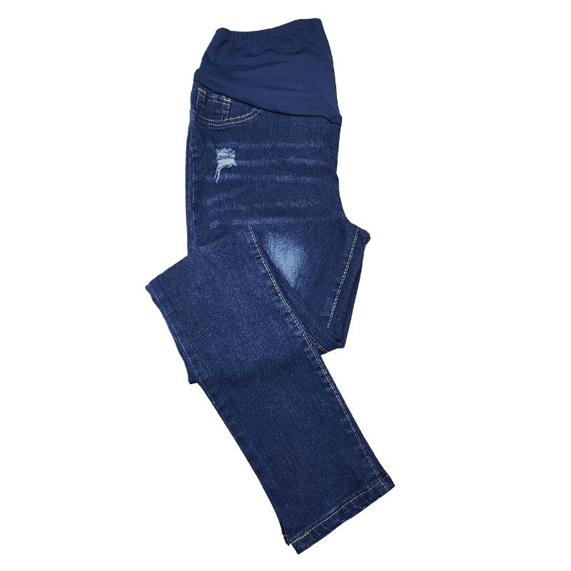 Jeans aderenti a vita alta con supporto per la pancia, per donne incinte, con strappi, alla moda, per piedi piccoli ed elastici_voghion.com