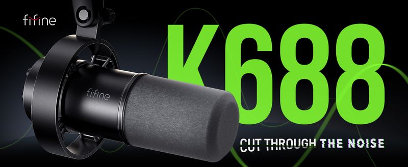 FIFINE USB/XLR Dynamic Microphone With Shock Mount, Touch-mute, Headphone Jack & Volume Control, For PC Or Sound Card_voghion.com
