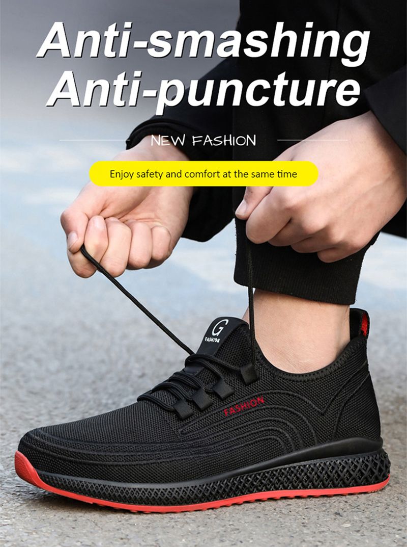 Scarpe da lavoro con punta in acciaio e rete traspirante Manlegu, scarpe da lavoro traspiranti per uomo e donna, stivali di sicurezza leggeri e antiforatura_voghion.com