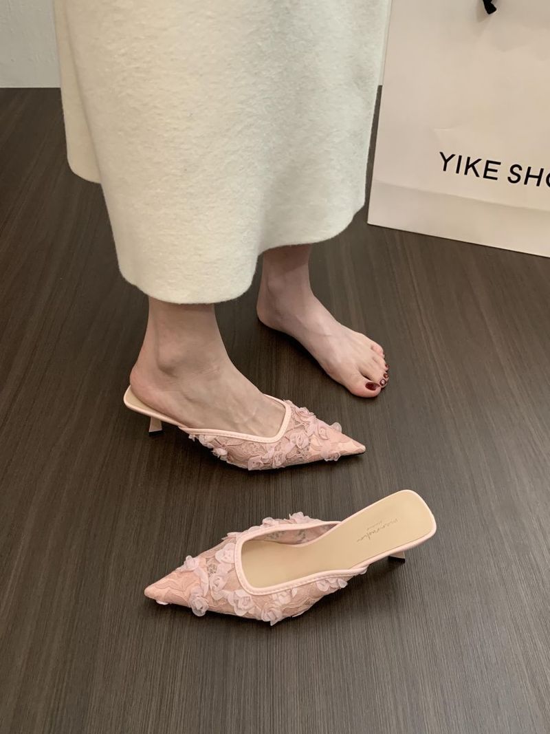 French Temperament Paired With Skirt, Half Flip Flops, Women's Shoes, 2025 New Spring And Summer Fairy Style Pointed_voghion.com