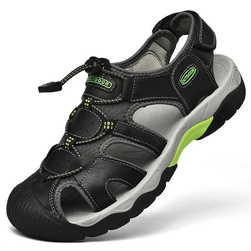 Große Sommersandalen, Outdoor-Wanderschuhe aus Rindsleder mit oberer Schicht, lässige Strandschuhe für Herren_voghion.com