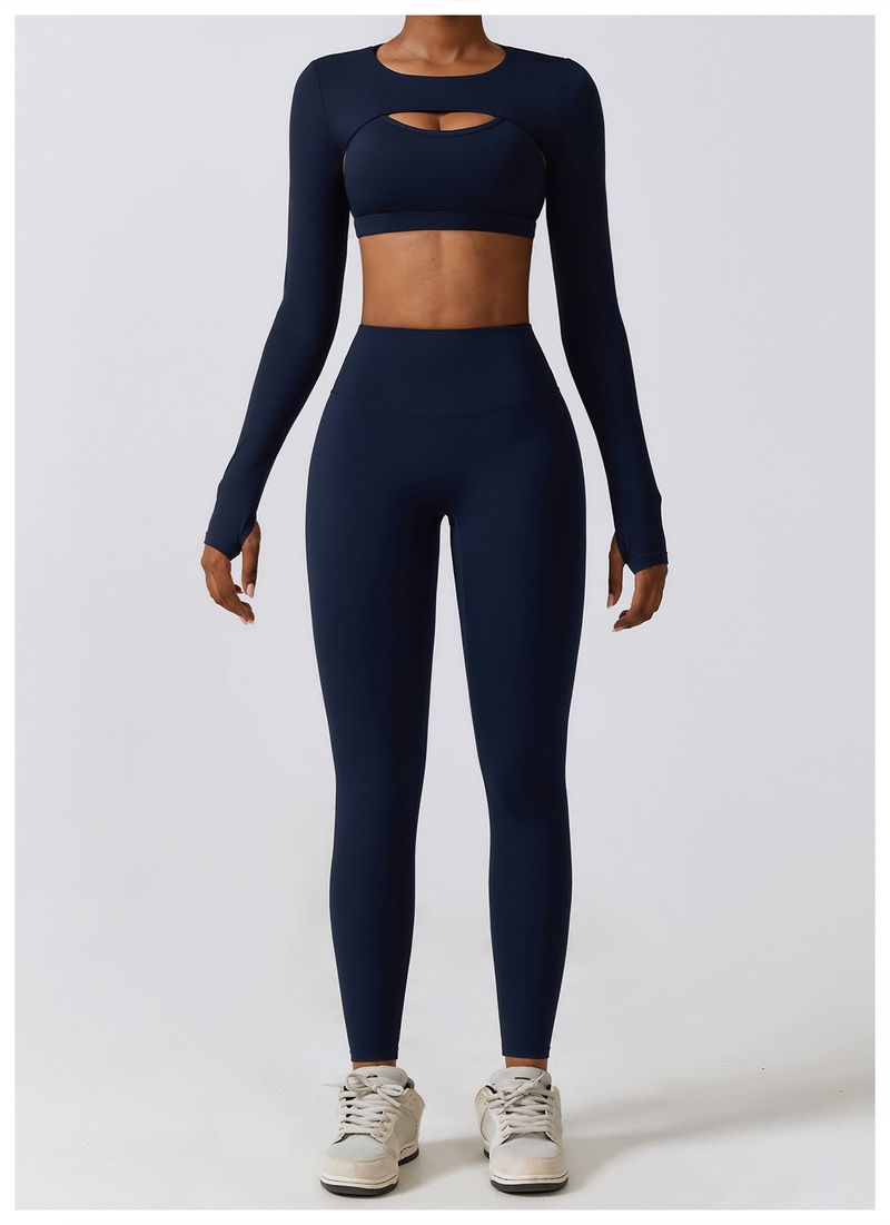 Îmbrăcăminte pentru femei haine strânse pentru yoga, costum sport, cu uscare rapidă, pentru slăbire, set din trei piese_voghion.com