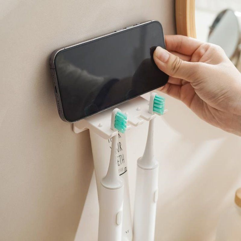 Multifunctional toothbrush holder wall mounted storage rack household toothbrush rack toothpaste rack bathroom wash rack_voghion.com