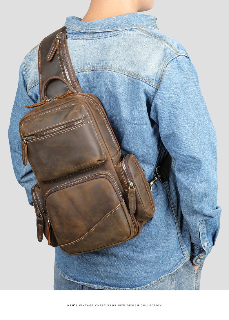 Sac en cuir véritable pour homme, sacoche de poitrine rétro haut de gamme, multifonctionnelle, grande capacité, pour loisirs_voghion.com