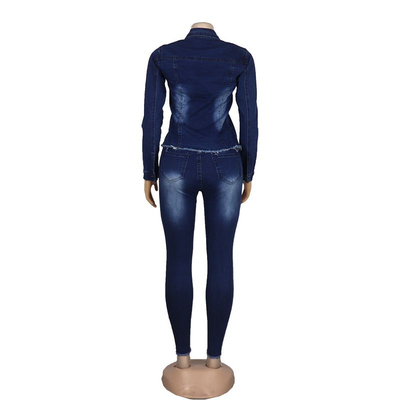 Conjunto de Jeans Stretch Desgastado – Look Casual Feminino (M-XXL) | Lavagem Vintage e Detalhes Rasgados_voghion.com