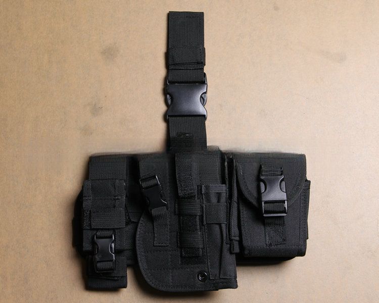 Outdoor Tactical Combination CS Quick Release Gun Holster Waist Hanging Portable Leg Tool Bag_voghion.com