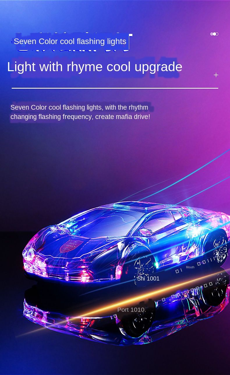 Auto Bluetooth-kõlar spordikujulise juhtmevaba stereoga, mida saab USB-kettale ühendada, värvilised tuled, välk_voghion.com