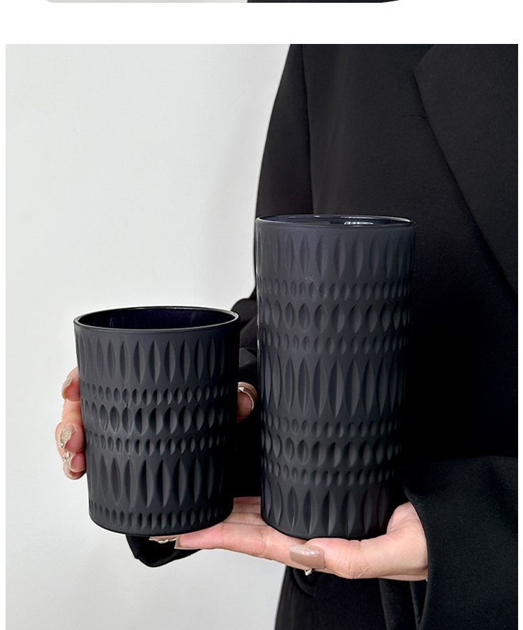 Obsidian Schwarz Glas Haushalt Wasser Saft Whisky Kaffee Regentropfen Relief Milch Bier Tasse_voghion.com