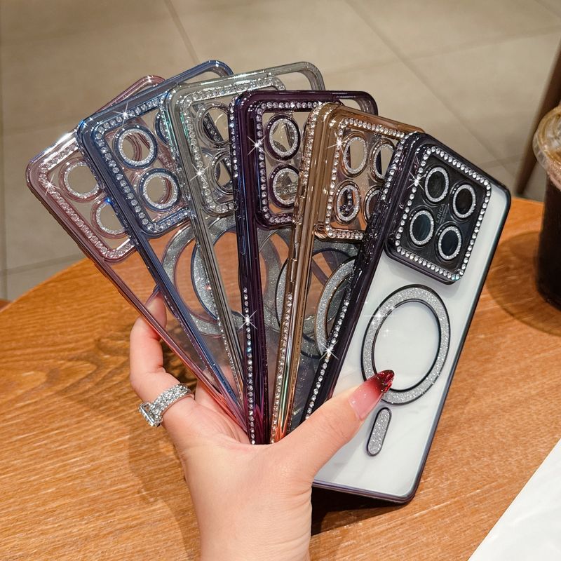 Glitter Rhinestone Magnetic Case For Xiaomi 14T Redmi Note 14 Pro + Plus Bling Dia Wireless Charge Cover_voghion.com