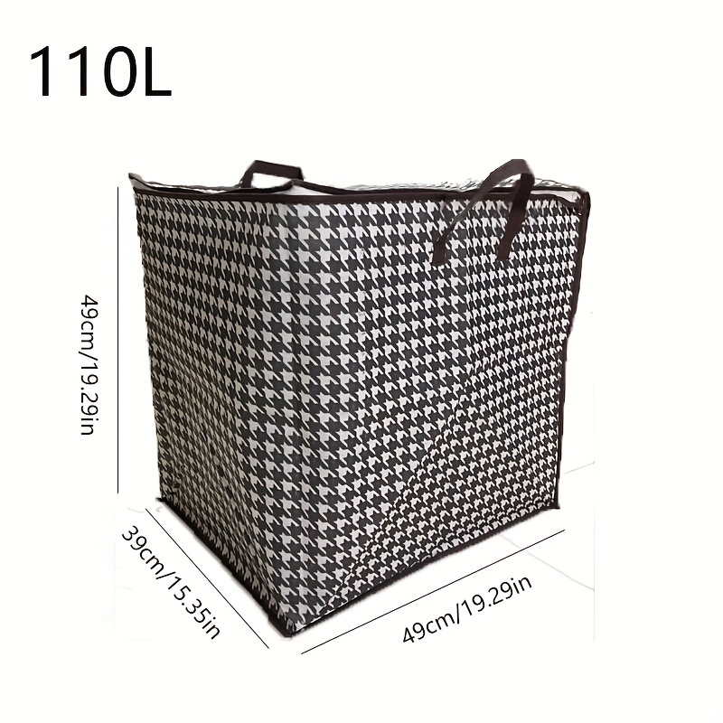 Große Tasche mit Hahnentrittmuster, staubdichter Organizer mit Reißverschluss, wiederverwendbare Kleidertasche_voghion.com